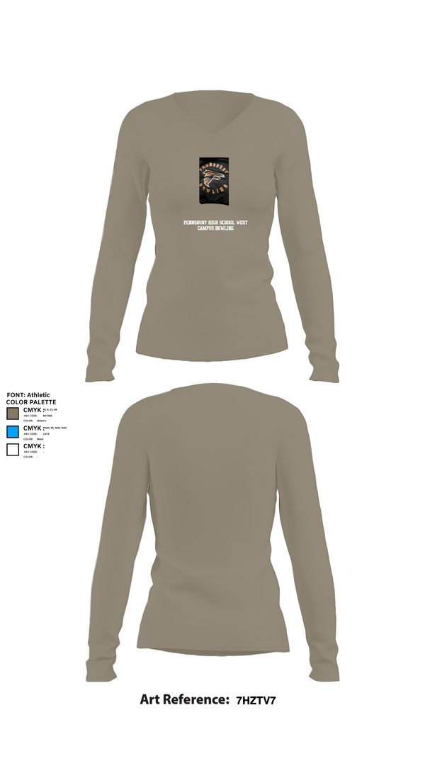 Womens Long Sleeve Vneck Shirt 1, Pennsbury High School West Campus Bowling, Bowling, Teamtime, Team time, sublimation, custom sports apparel, team uniforms, spirit wear, spiritwear, sports uniforms, custom shirts, team store, custom team store, fundraiser sports, apparel fundraiser