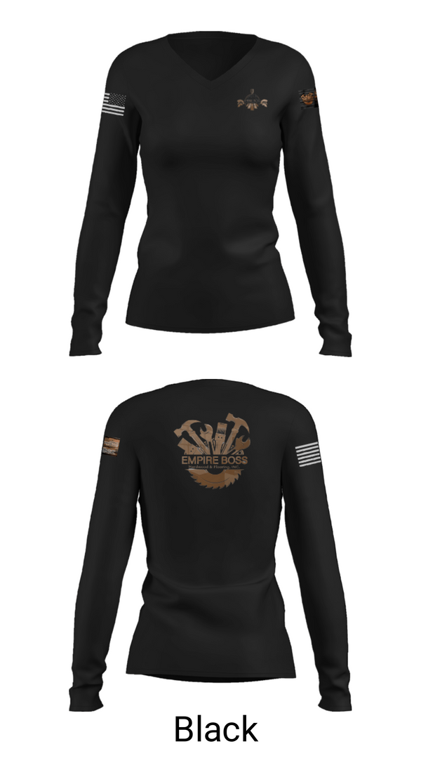 Women's Long Sleeve Vneck Shirt, Empire Boss Hardwood & Flooring, INC, , Teamtime, Team time, sublimation, custom sports apparel, team uniforms, spirit wear, spiritwear, sports uniforms, custom shirts, team store, custom team store, fundraiser sports, apparel fundraiser