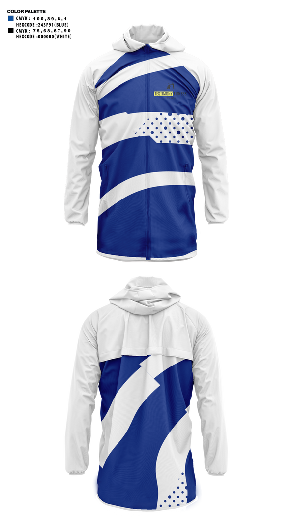 Windbreaker, Testimony Fitness, , Teamtime, Team time, sublimation, custom sports apparel, team uniforms, spirit wear, spiritwear, sports uniforms, custom shirts, team store, custom team store, fundraiser sports, apparel fundraiser