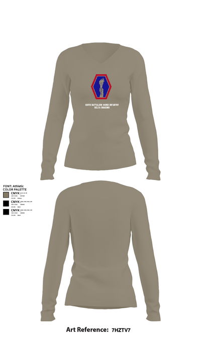 100th Battalion 442nd Infantry Delta dragons 60081058 Women's Long Sleeve V-neck Shirt - 62