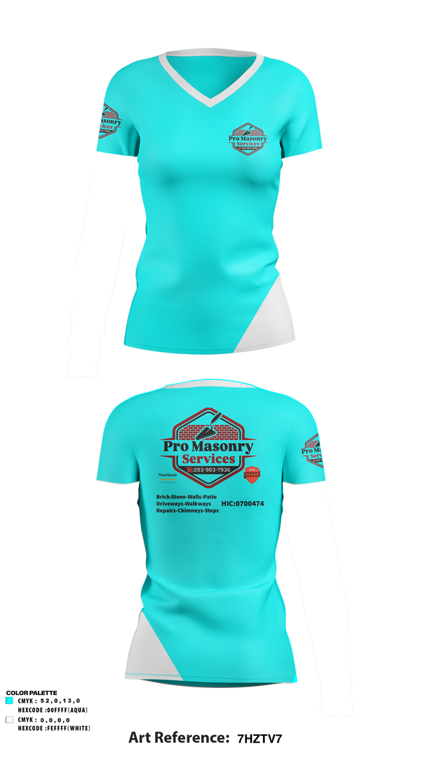 Womens Short Sleeve Vneck Shirt, Pro Masonry Services LLC, , Teamtime, Team time, sublimation, custom sports apparel, team uniforms, spirit wear, spiritwear, sports uniforms, custom shirts, team store, custom team store, fundraiser sports, apparel fundraiser
