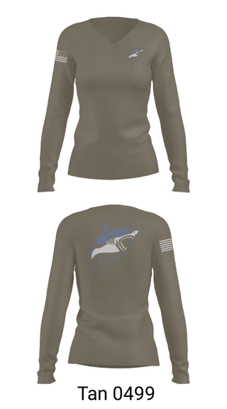 Womens Long Sleeve Vneck Shirt, Great white guns, Marines, Teamtime, Team time, sublimation, custom sports apparel, team uniforms, spirit wear, spiritwear, sports uniforms, custom shirts, team store, custom team store, fundraiser sports, apparel fundraiser