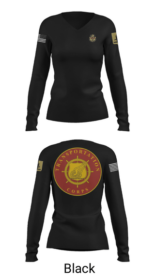 Women's Long Sleeve Vneck Shirt, 189th Transportation Company, , Teamtime, Team time, sublimation, custom sports apparel, team uniforms, spirit wear, spiritwear, sports uniforms, custom shirts, team store, custom team store, fundraiser sports, apparel fundraiser