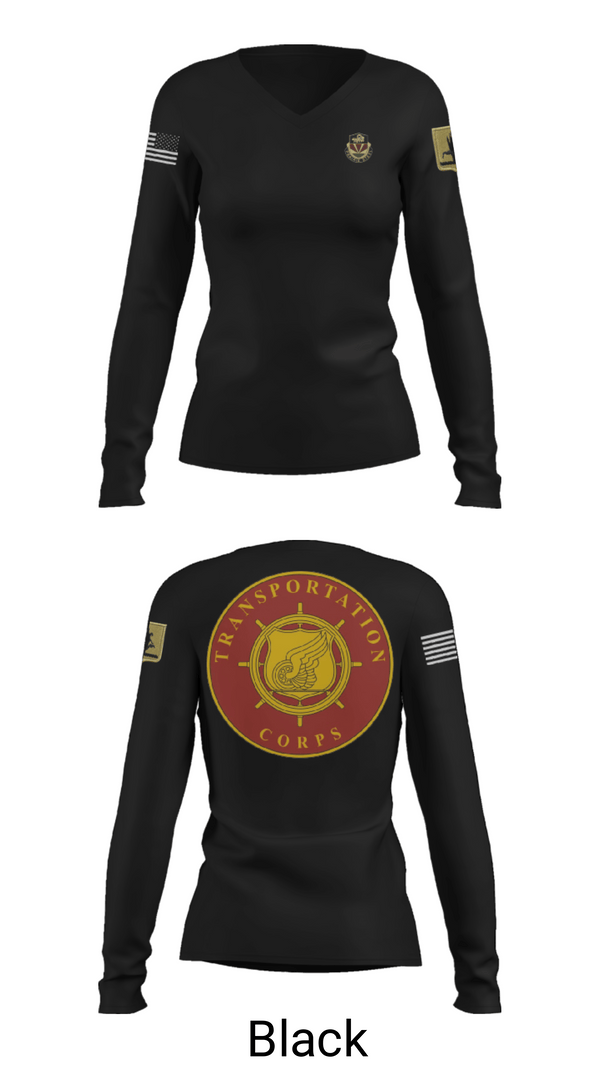 Women's Long Sleeve Vneck Shirt, 189th Transportation Company, , Teamtime, Team time, sublimation, custom sports apparel, team uniforms, spirit wear, spiritwear, sports uniforms, custom shirts, team store, custom team store, fundraiser sports, apparel fundraiser
