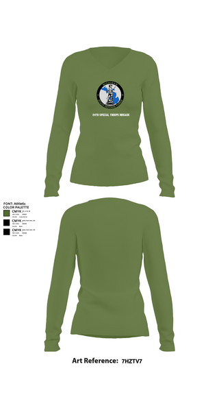 Womens Long Sleeve Vneck Shirt, 24th Special Troops Brigade, National Guard, Teamtime, Team time, sublimation, custom sports apparel, team uniforms, spirit wear, spiritwear, sports uniforms, custom shirts, team store, custom team store, fundraiser sports, apparel fundraiser