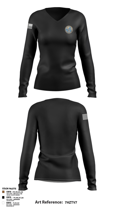 1A20 34709936 Women's Long Sleeve V-neck Shirt - 3