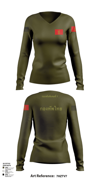 Womens Long Sleeve Vneck Shirt, Thailand army, Army, Teamtime, Team time, sublimation, custom sports apparel, team uniforms, spirit wear, spiritwear, sports uniforms, custom shirts, team store, custom team store, fundraiser sports, apparel fundraiser