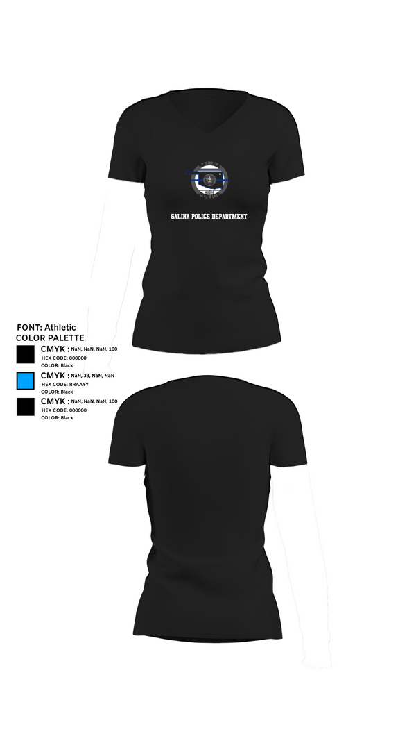 Womens Short Sleeve Vneck Shirt, Salina Police Department, Police, Teamtime, Team time, sublimation, custom sports apparel, team uniforms, spirit wear, spiritwear, sports uniforms, custom shirts, team store, custom team store, fundraiser sports, apparel fundraiser