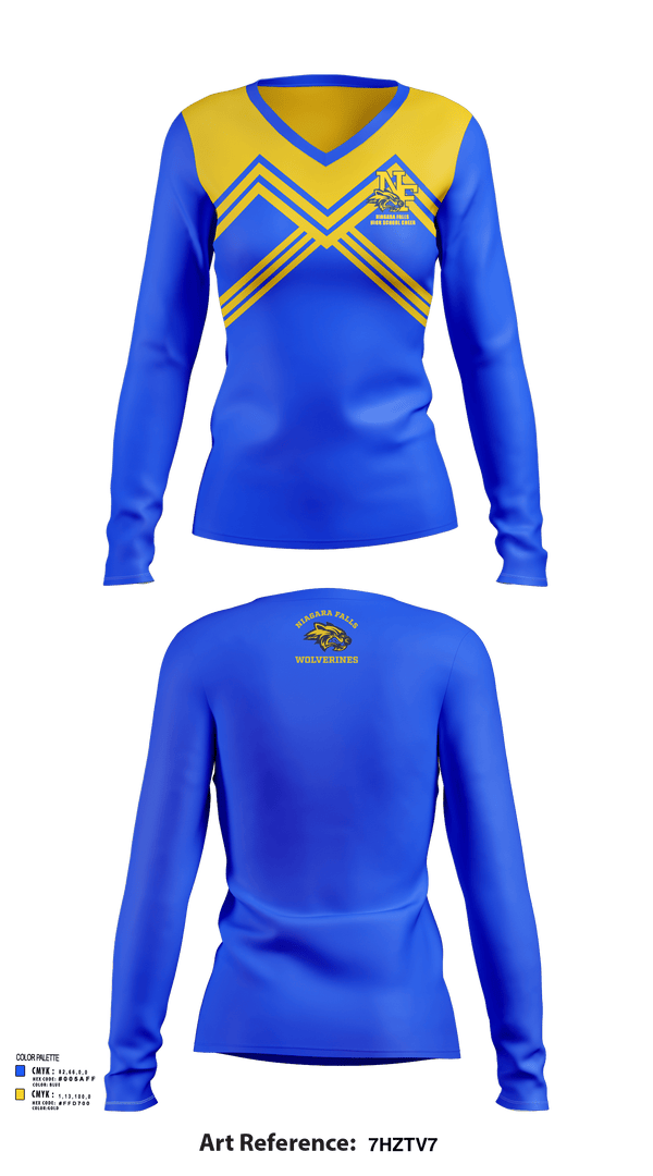 Womens Long Sleeve Vneck Shirt, Niagara Falls High School Cheer, Cheer, Teamtime, Team time, sublimation, custom sports apparel, team uniforms, spirit wear, spiritwear, sports uniforms, custom shirts, team store, custom team store, fundraiser sports, apparel fundraiser