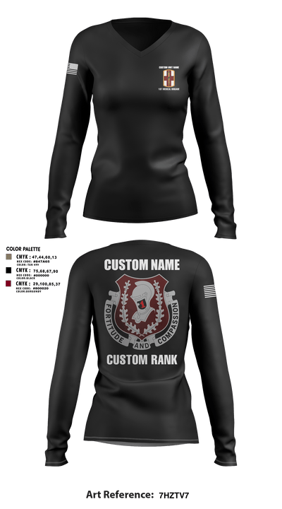 1st Medical Brigade 47127889 Women's Long Sleeve V-neck Shirt - 21