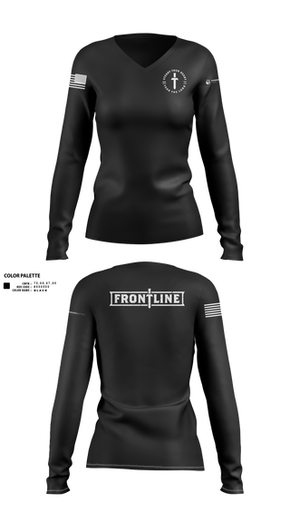 Womens Long Sleeve Vneck Shirt, Friends Baptist Church, , Teamtime, Team time, sublimation, custom sports apparel, team uniforms, spirit wear, spiritwear, sports uniforms, custom shirts, team store, custom team store, fundraiser sports, apparel fundraiser