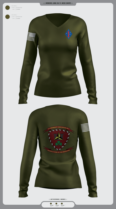 3rd combat engineering battalion 19894559 Women's Long Sleeve V-neck Shirt - 1
