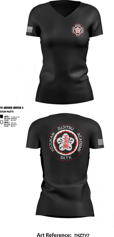 Kojukan JuJitsu 34454400 Women's Short Sleeve V-neck Shirt - 2