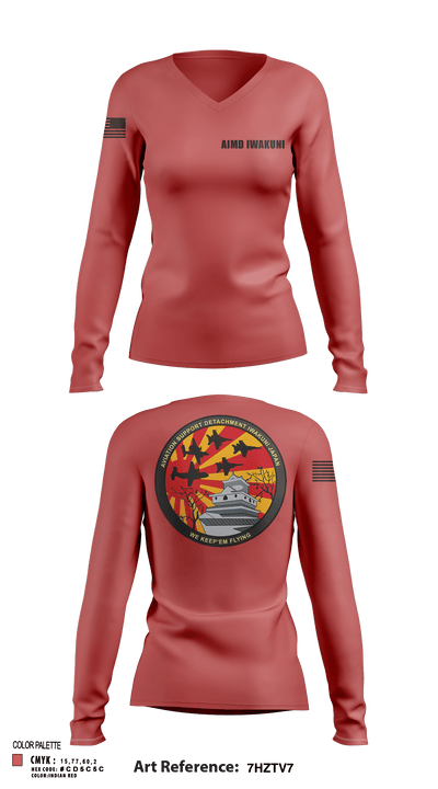 AIMD Iwakuni 92315033 Women's Long Sleeve V-neck Shirt - 126
