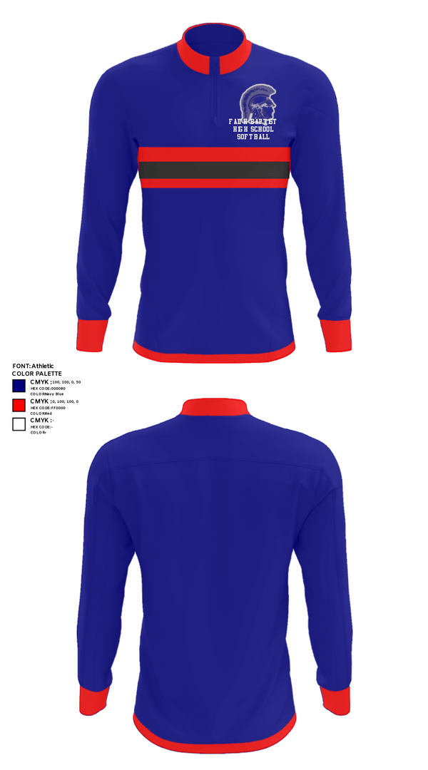 Quarter Zip Jacket, Faith Baptist High School Softball, Softball, Teamtime, Team time, sublimation, custom sports apparel, team uniforms, spirit wear, spiritwear, sports uniforms, custom shirts, team store, custom team store, fundraiser sports, apparel fundraiser
