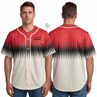 Full Button Baseball Jersey, Outlaws, Baseball, Teamtime, Team time, sublimation, custom sports apparel, team uniforms, spirit wear, spiritwear, sports uniforms, custom shirts, team store, custom team store, fundraiser sports, apparel fundraiser