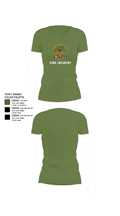 33rd Infantry 79937532 Women's Short Sleeve V-neck Shirt - 44