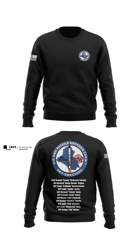 Crew Neck Sweatshirt, Bravo Battery, 4th Battalion, 3rd Air Defense Artillery Regiment, Army, Teamtime, Team time, sublimation, custom sports apparel, team uniforms, spirit wear, spiritwear, sports uniforms, custom shirts, team store, custom team store, fundraiser sports, apparel fundraiser