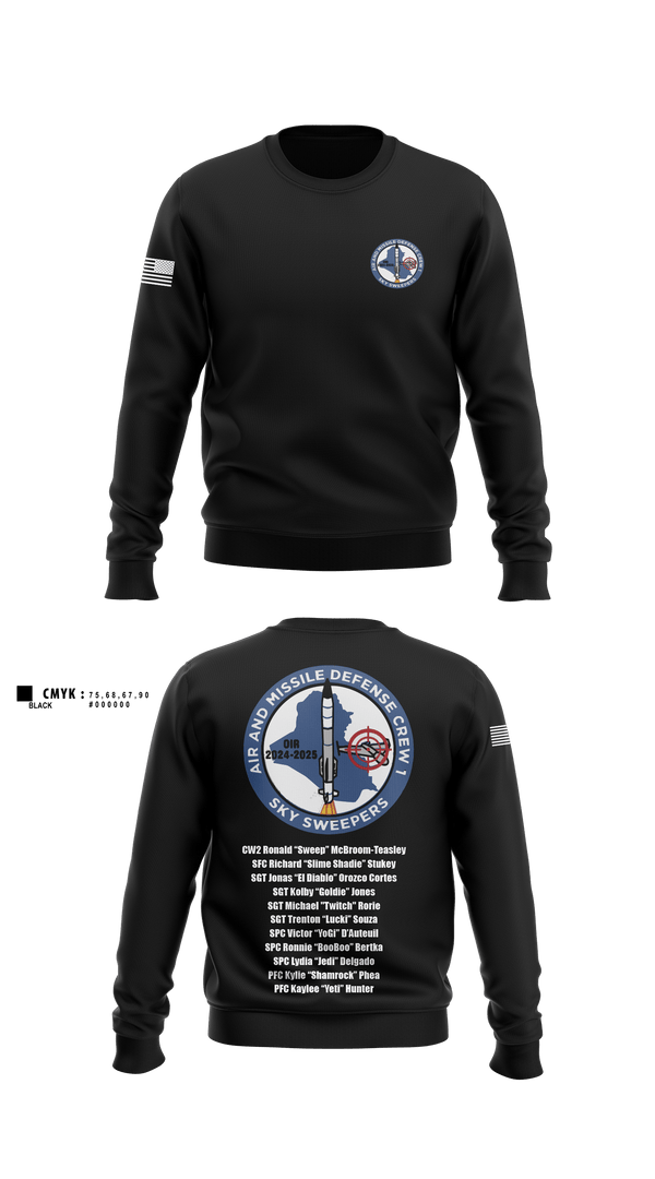 Crew Neck Sweatshirt, Bravo Battery, 4th Battalion, 3rd Air Defense Artillery Regiment, Army, Teamtime, Team time, sublimation, custom sports apparel, team uniforms, spirit wear, spiritwear, sports uniforms, custom shirts, team store, custom team store, fundraiser sports, apparel fundraiser