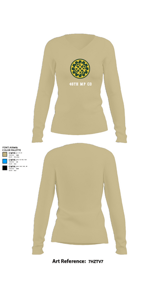 Womens Long Sleeve Vneck Shirt, 46th MP Co, Army, Teamtime, Team time, sublimation, custom sports apparel, team uniforms, spirit wear, spiritwear, sports uniforms, custom shirts, team store, custom team store, fundraiser sports, apparel fundraiser