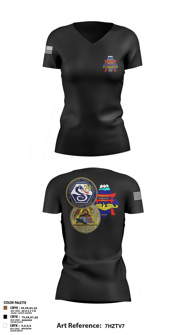 Womens Short Sleeve Vneck Shirt, Submarine Group 7 N4, Navy, Teamtime, Team time, sublimation, custom sports apparel, team uniforms, spirit wear, spiritwear, sports uniforms, custom shirts, team store, custom team store, fundraiser sports, apparel fundraiser