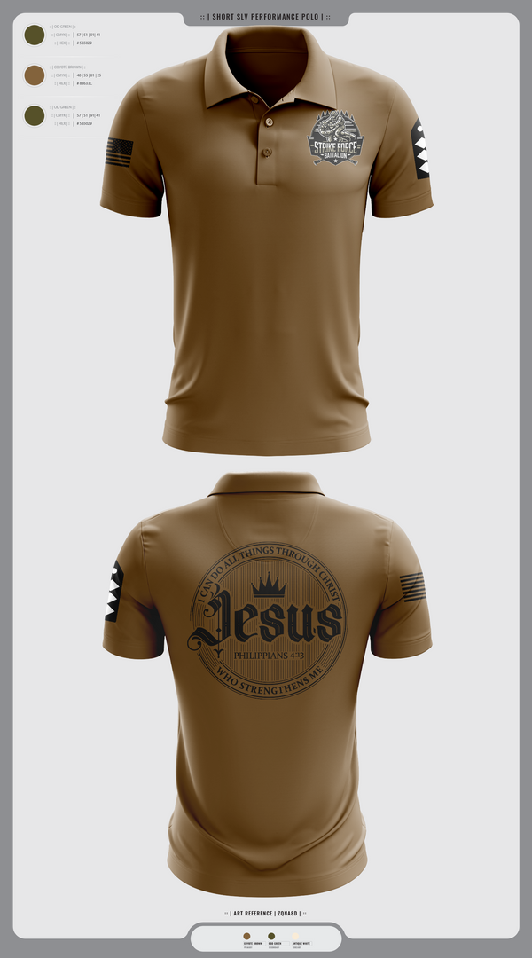 Short Sleeve Performance Polo, Strike force Battalion, Army, Teamtime, Team time, sublimation, custom sports apparel, team uniforms, spirit wear, spiritwear, sports uniforms, custom shirts, team store, custom team store, fundraiser sports, apparel fundraiser