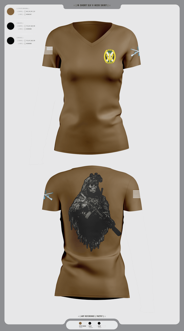 Womens Short Sleeve Vneck Shirt, Charlie Company, National Guard, Teamtime, Team time, sublimation, custom sports apparel, team uniforms, spirit wear, spiritwear, sports uniforms, custom shirts, team store, custom team store, fundraiser sports, apparel fundraiser