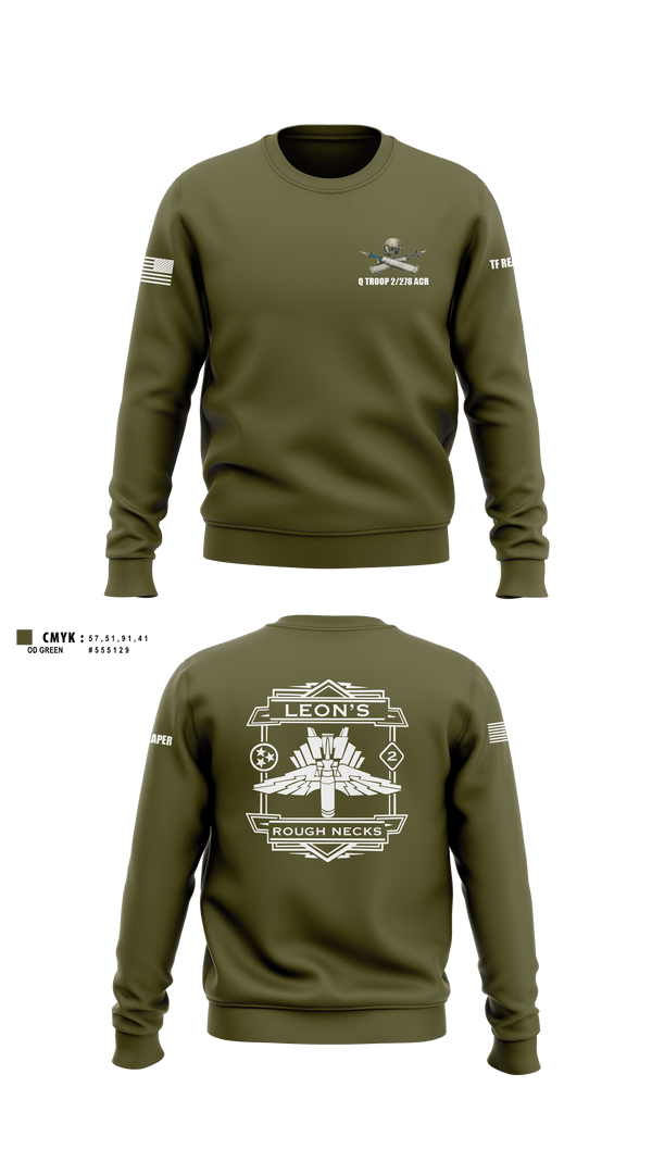 Crew Neck Sweatshirt, Q TROOP 2/278 ACR, National Guard, Teamtime, Team time, sublimation, custom sports apparel, team uniforms, spirit wear, spiritwear, sports uniforms, custom shirts, team store, custom team store, fundraiser sports, apparel fundraiser