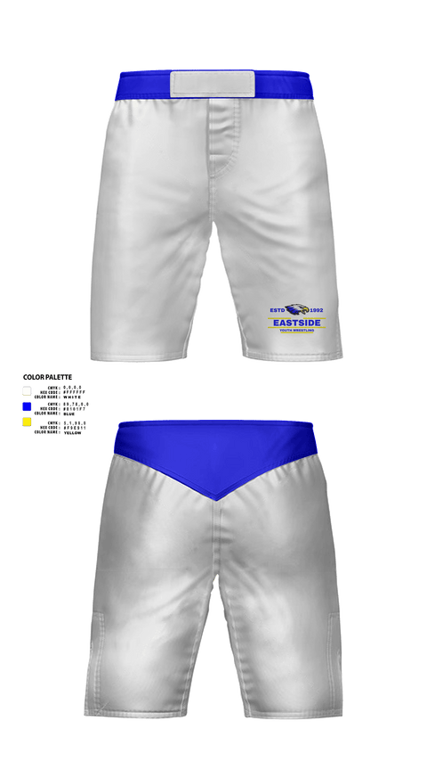 Fight Shorts, Eastside Youth Wrestling, Wrestling, Teamtime, Team time, sublimation, custom sports apparel, team uniforms, spirit wear, spiritwear, sports uniforms, custom shirts, team store, custom team store, fundraiser sports, apparel fundraiser
