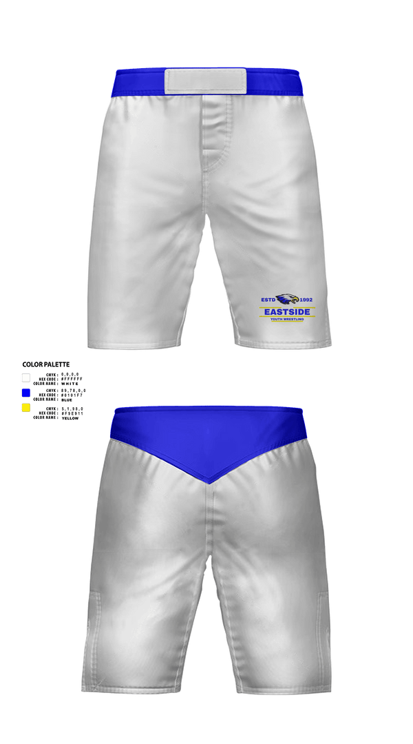 Fight Shorts, Eastside Youth Wrestling, Wrestling, Teamtime, Team time, sublimation, custom sports apparel, team uniforms, spirit wear, spiritwear, sports uniforms, custom shirts, team store, custom team store, fundraiser sports, apparel fundraiser