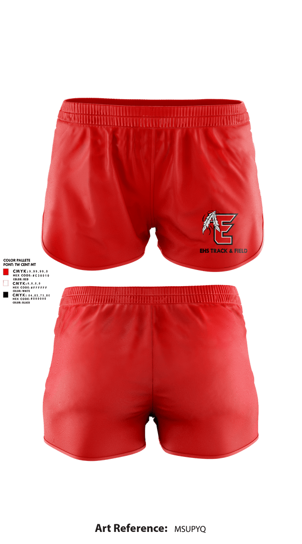Womens Shorts, EHS Track & Field, Track & Field, Teamtime, Team time, sublimation, custom sports apparel, team uniforms, spirit wear, spiritwear, sports uniforms, custom shirts, team store, custom team store, fundraiser sports, apparel fundraiser