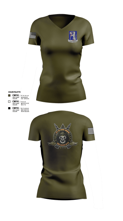 1-77 AR A Co. 43528824 Women's Short Sleeve V-neck Shirt - 103