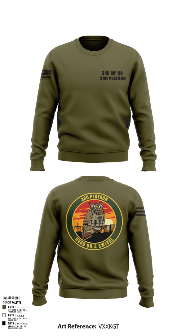 Crew Neck Sweatshirt, 346 MP CO 3rd Platoon, Army, Teamtime, Team time, sublimation, custom sports apparel, team uniforms, spirit wear, spiritwear, sports uniforms, custom shirts, team store, custom team store, fundraiser sports, apparel fundraiser