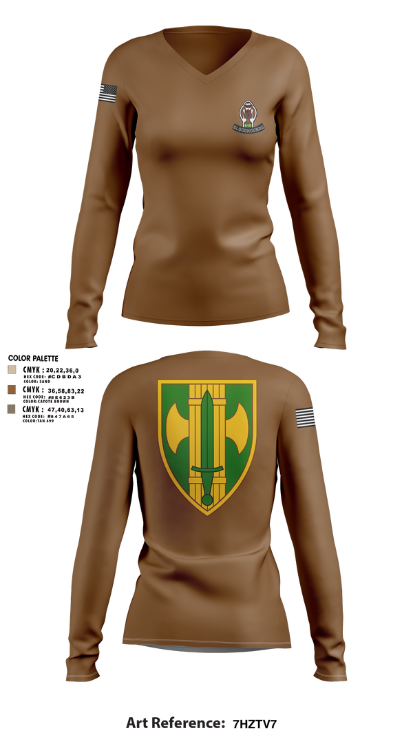 Womens Long Sleeve Vneck Shirt, 615th MP CO, , Teamtime, Team time, sublimation, custom sports apparel, team uniforms, spirit wear, spiritwear, sports uniforms, custom shirts, team store, custom team store, fundraiser sports, apparel fundraiser