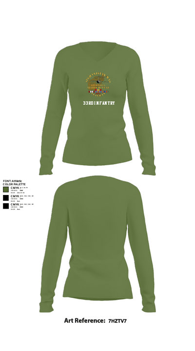 33rd Infantry 79937532 Women's Long Sleeve V-neck Shirt - 42