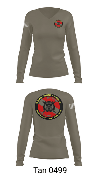 Womens Long Sleeve Vneck Shirt, Otero County Sheriff, Police, Teamtime, Team time, sublimation, custom sports apparel, team uniforms, spirit wear, spiritwear, sports uniforms, custom shirts, team store, custom team store, fundraiser sports, apparel fundraiser