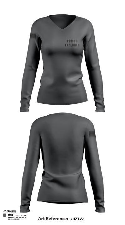 Police Explorer 83443947 Women's Long Sleeve V-neck Shirt - 116
