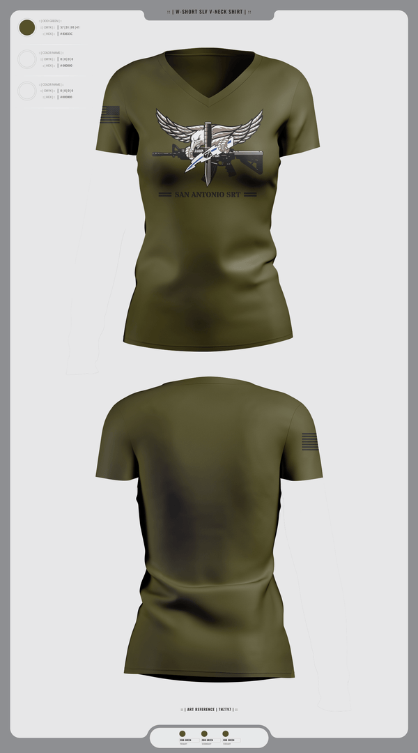 Womens Short Sleeve Vneck Shirt, San Antonio SRT, Police, Teamtime, Team time, sublimation, custom sports apparel, team uniforms, spirit wear, spiritwear, sports uniforms, custom shirts, team store, custom team store, fundraiser sports, apparel fundraiser