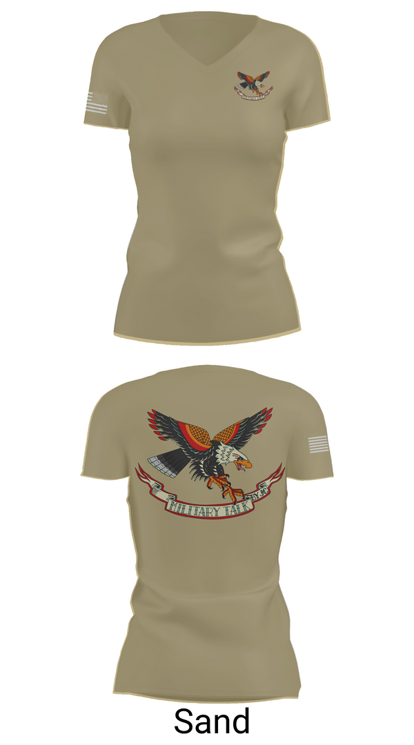 Womens Short Sleeve Vneck Shirt, Military Talk by JC, Army, Teamtime, Team time, sublimation, custom sports apparel, team uniforms, spirit wear, spiritwear, sports uniforms, custom shirts, team store, custom team store, fundraiser sports, apparel fundraiser