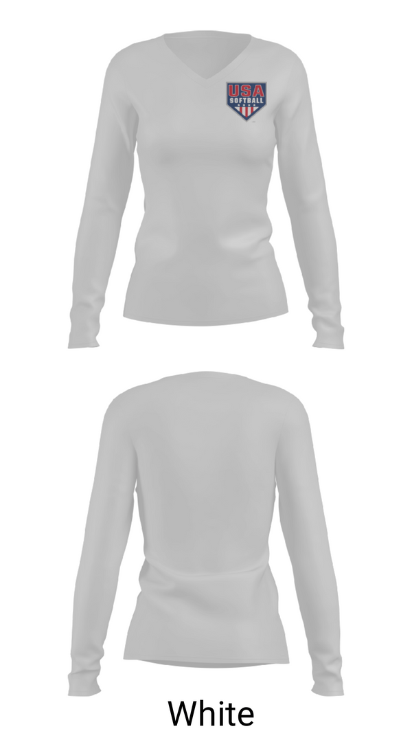 Women's Long Sleeve Vneck Shirt, Southeast Nebraska Girls Fast Pitch Softball League, Softball, Teamtime, Team time, sublimation, custom sports apparel, team uniforms, spirit wear, spiritwear, sports uniforms, custom shirts, team store, custom team store, fundraiser sports, apparel fundraiser