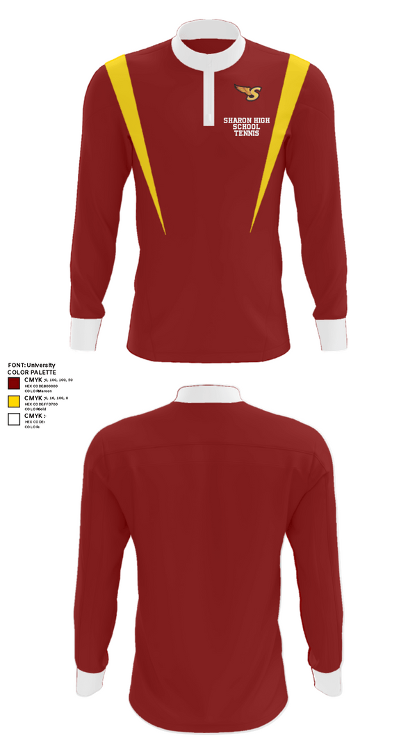 Quarter Zip Jacket, Sharon High School Tennis, Tennis, Teamtime, Team time, sublimation, custom sports apparel, team uniforms, spirit wear, spiritwear, sports uniforms, custom shirts, team store, custom team store, fundraiser sports, apparel fundraiser
