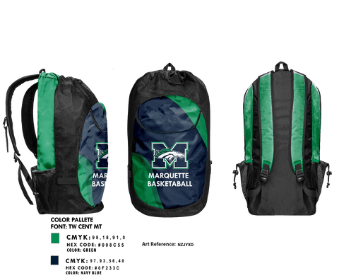 Gear Bag, Marquette High School Basketball, Men's Basketball, Teamtime, Team time, sublimation, custom sports apparel, team uniforms, spirit wear, spiritwear, sports uniforms, custom shirts, team store, custom team store, fundraiser sports, apparel fundraiser