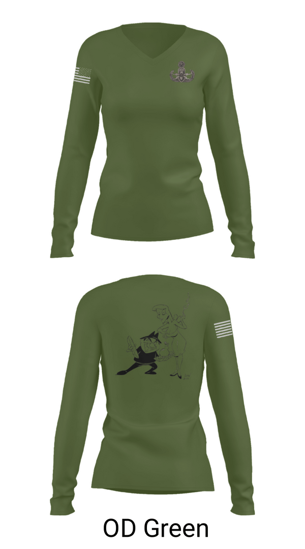 Women's Long Sleeve Vneck Shirt, 18th EOD Det, Army, Teamtime, Team time, sublimation, custom sports apparel, team uniforms, spirit wear, spiritwear, sports uniforms, custom shirts, team store, custom team store, fundraiser sports, apparel fundraiser