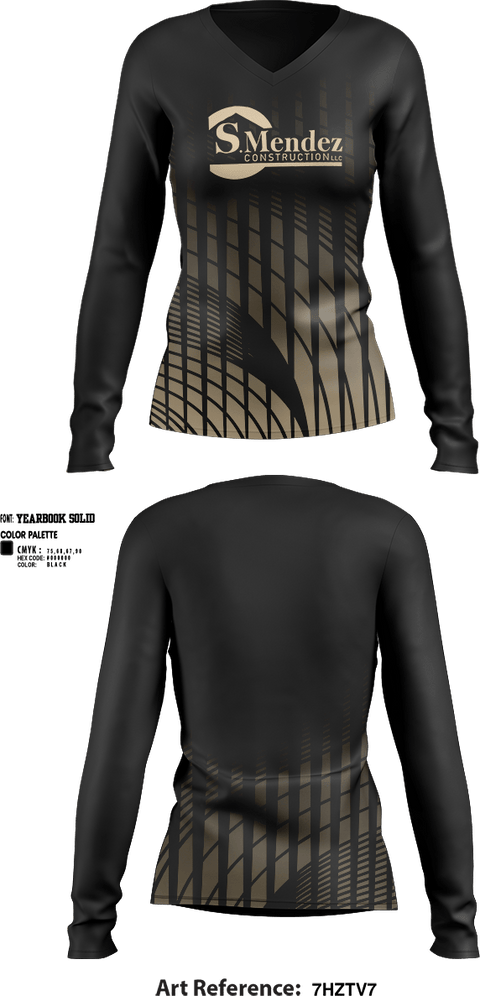 Womens Long Sleeve Vneck Shirt 1, S Mendez construction LLC, Softball, Teamtime, Team time, sublimation, custom sports apparel, team uniforms, spirit wear, spiritwear, sports uniforms, custom shirts, team store, custom team store, fundraiser sports, apparel fundraiser
