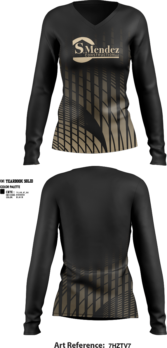 Womens Long Sleeve Vneck Shirt 1, S Mendez construction LLC, Softball, Teamtime, Team time, sublimation, custom sports apparel, team uniforms, spirit wear, spiritwear, sports uniforms, custom shirts, team store, custom team store, fundraiser sports, apparel fundraiser