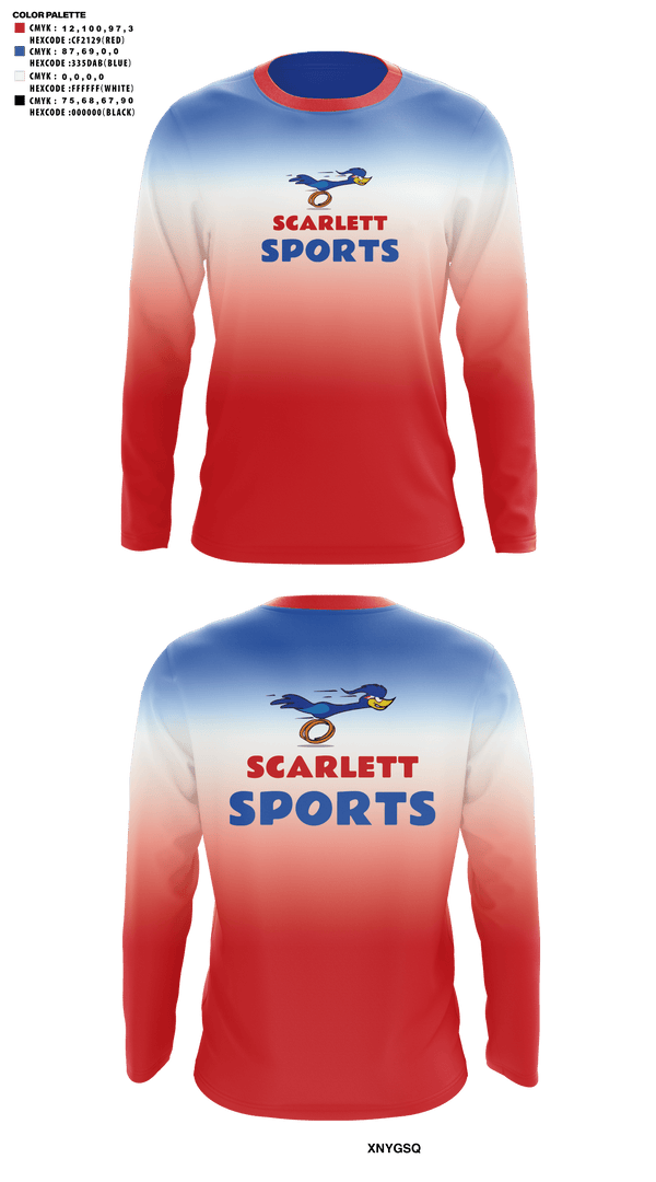 Long Sleeve Performance Shirt, Scarlett Middle School Cross Country, Cross Country, Teamtime, Team time, sublimation, custom sports apparel, team uniforms, spirit wear, spiritwear, sports uniforms, custom shirts, team store, custom team store, fundraiser sports, apparel fundraiser