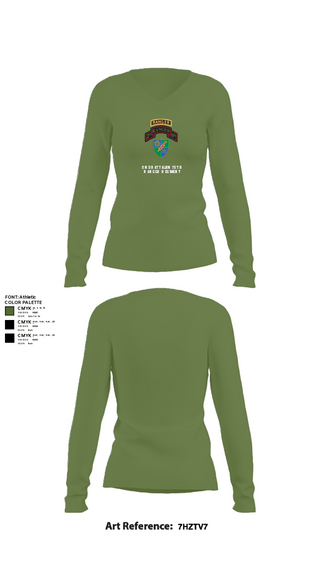 Women's Long Sleeve Vneck Shirt, 2nd Battalion 75th Ranger Regiment, , Teamtime, Team time, sublimation, custom sports apparel, team uniforms, spirit wear, spiritwear, sports uniforms, custom shirts, team store, custom team store, fundraiser sports, apparel fundraiser