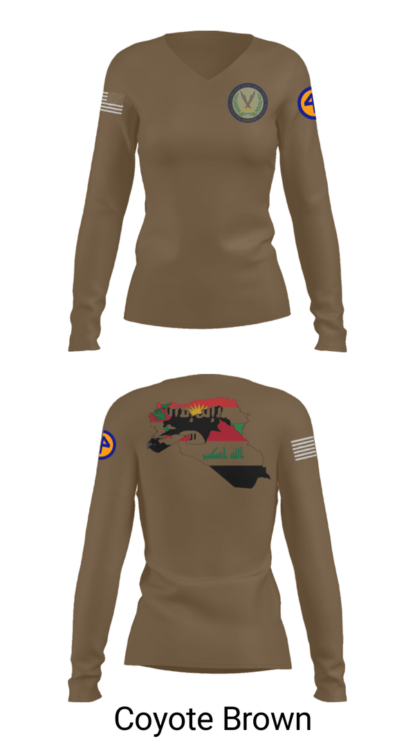 Women's Long Sleeve Vneck Shirt, 44th ICBT, National Guard, Teamtime, Team time, sublimation, custom sports apparel, team uniforms, spirit wear, spiritwear, sports uniforms, custom shirts, team store, custom team store, fundraiser sports, apparel fundraiser