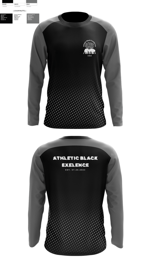 Long Sleeve Performance Shirt, Athletic Black Excellence, Track & Field, Teamtime, Team time, sublimation, custom sports apparel, team uniforms, spirit wear, spiritwear, sports uniforms, custom shirts, team store, custom team store, fundraiser sports, apparel fundraiser
