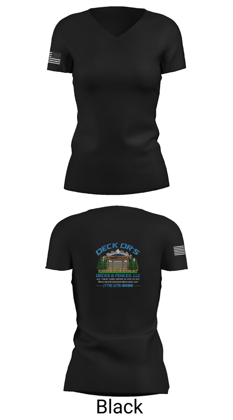 Womens Short Sleeve Vneck Shirt, Deck Dr’s Decks and Fences, , Teamtime, Team time, sublimation, custom sports apparel, team uniforms, spirit wear, spiritwear, sports uniforms, custom shirts, team store, custom team store, fundraiser sports, apparel fundraiser